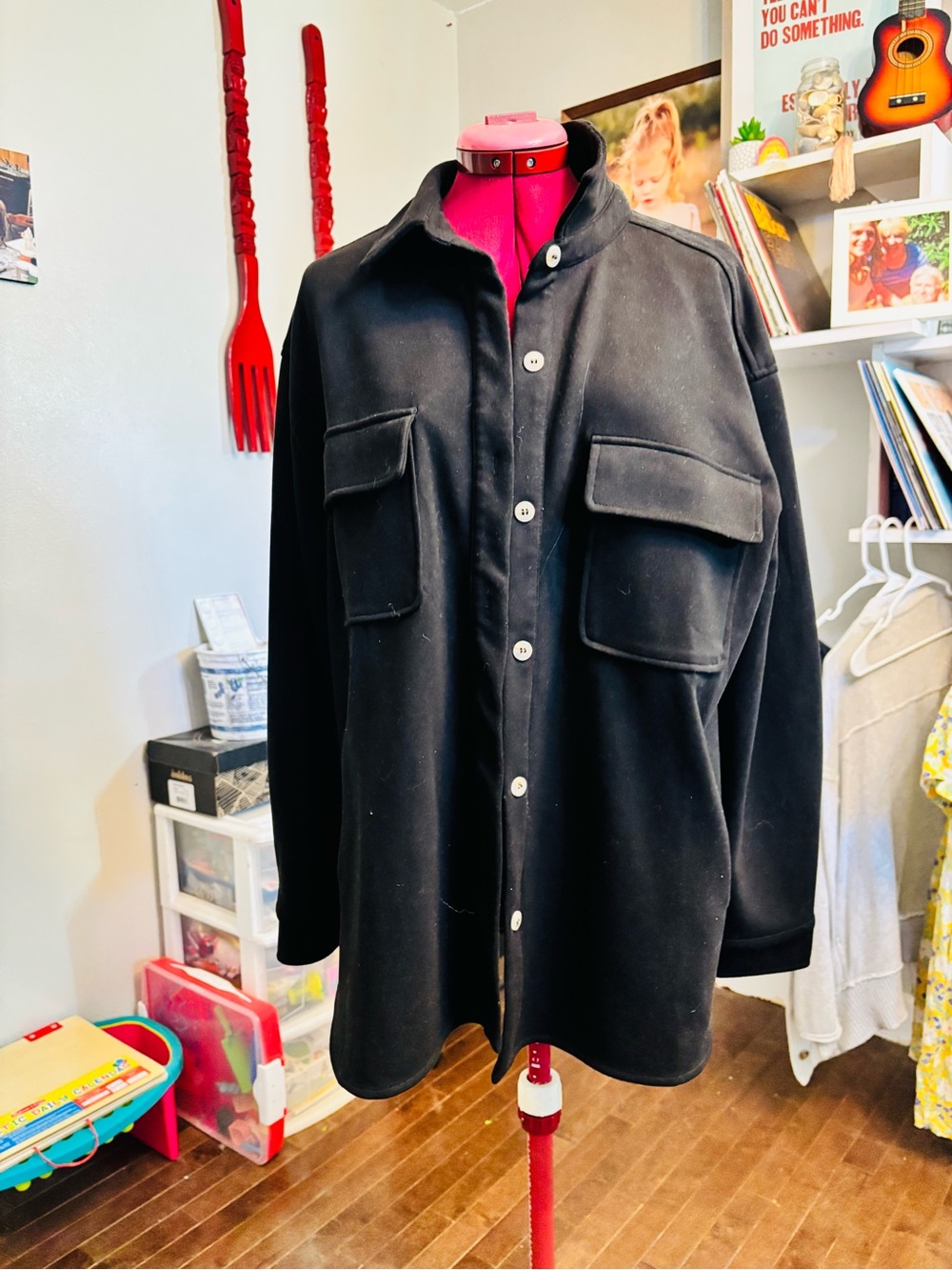 Black Velvet Shirt Jacket